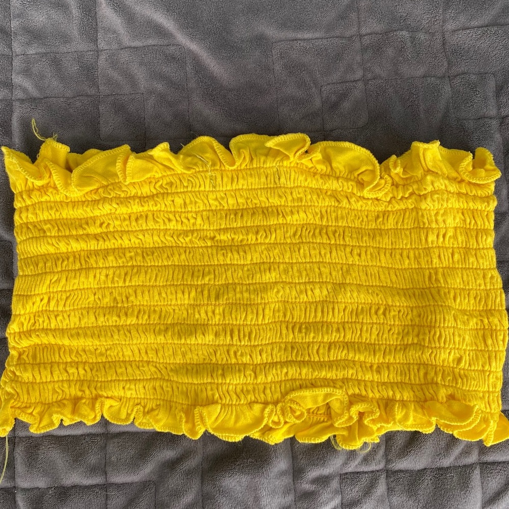 Yellow stretchy tube top, S